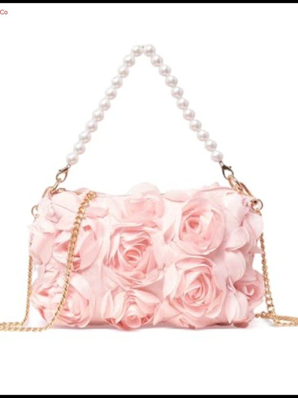 Chiffon 3D Floral Evening Clutch Detachable Strap Handbag